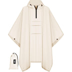 3-In-1 Rain Poncho With 1/4 Zip & Chest Pocket, Waterproof, Sunshade, Ground Mat For Adults & Youth Emergency