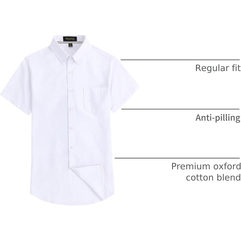 Men'S Oxford Dress Shirt Short Sleeve Button Down Shirts Business Casual With Chest Pocket For Gifts