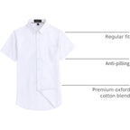 Men'S Oxford Dress Shirt Short Sleeve Button Down Shirts Business Casual With Chest Pocket For Gifts
