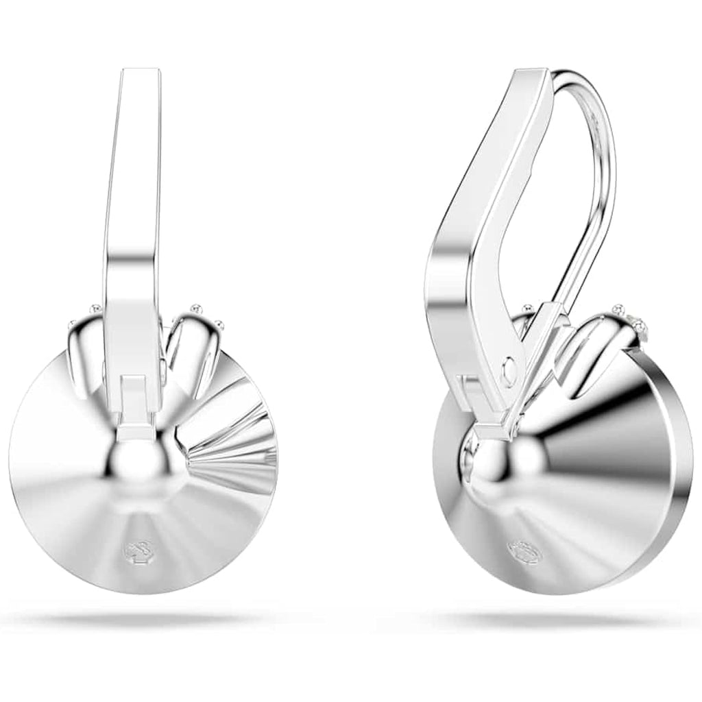 Swarovski Bella V drop earrings, Round cut, Blue, Rhodium finish
