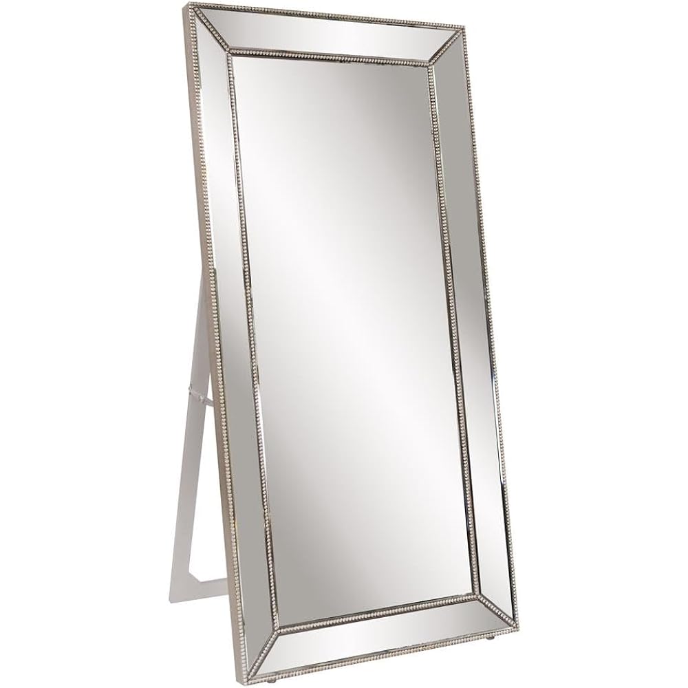 Howard Elliott Titus Silver Oversized Full Length Mirror With Stand, Large Free Standing Or Leaning Wall Mirror, Full Body Floor Mirror With Stand For Bedroom & Living Room, 70 X 30 Inch