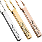 Elosh Customized Elegance 3D Vertical Bar Necklace with Engraved Name Pendant Personalized with your text Custom made