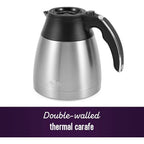 Mr. Coffee 10-Cup Programmable Coffee Maker, Insulated Thermal Carafe, Brew Strength Selection, Brew Now Or Later, Stainless Steel