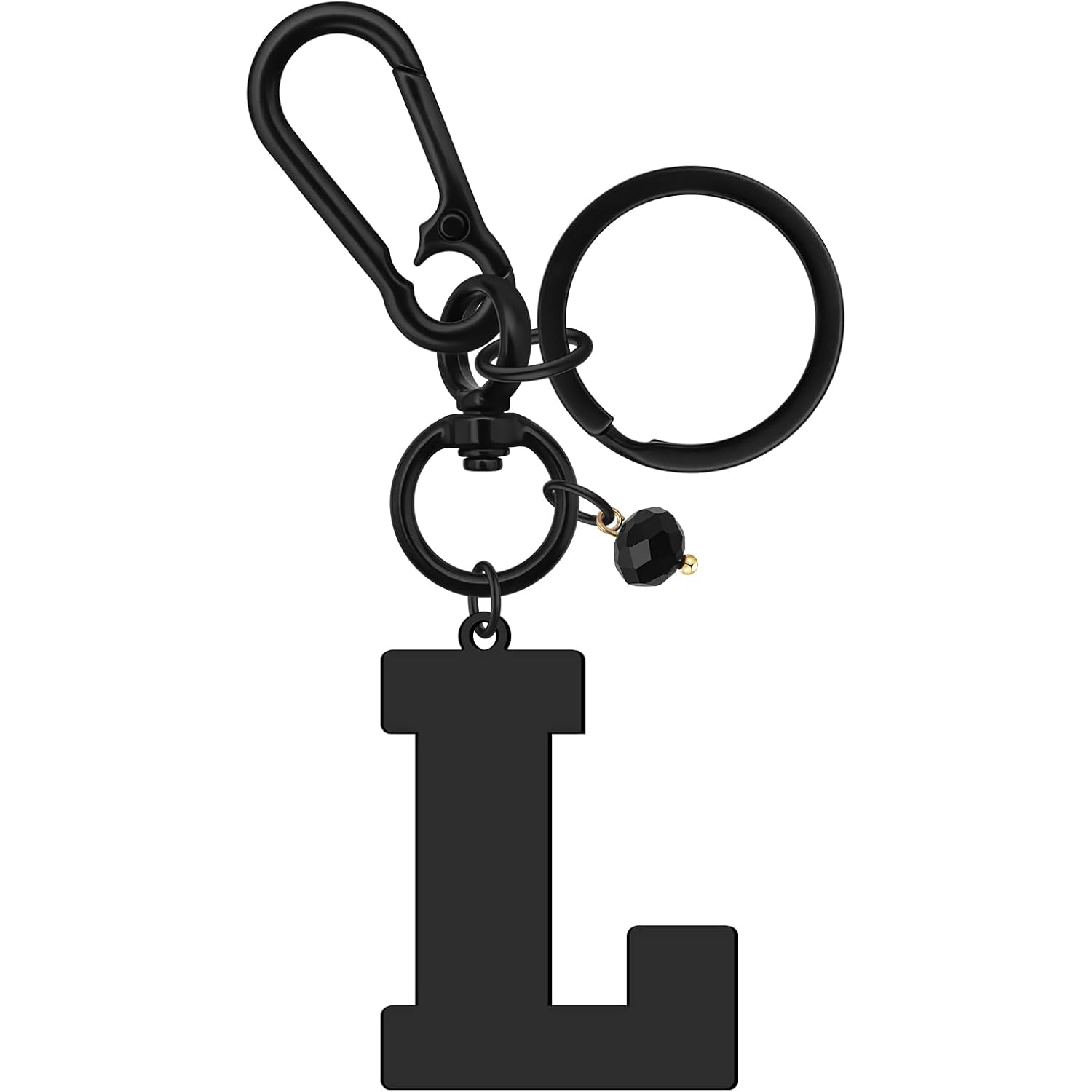 Initial Keyring Gifts Black Letter Keychain for Women Initial Letter Keyring for Backpack Black Keychain