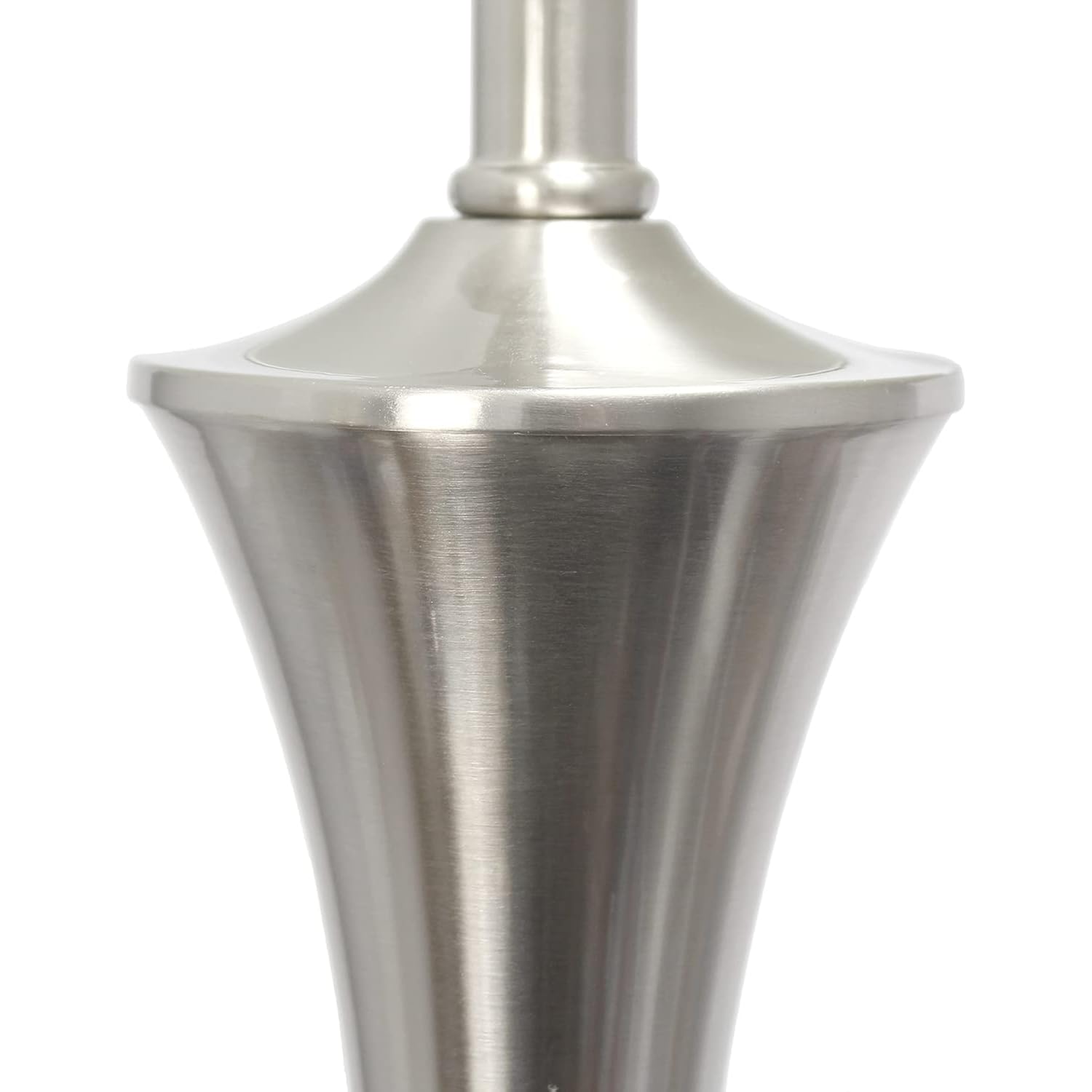 Elegant Designs Lc1020-Bsn Tapered 3 Pack Lamp Set (2 Table Lamps, 1 Floor Lamp) With White Fabric Shades, Brushed Nickel