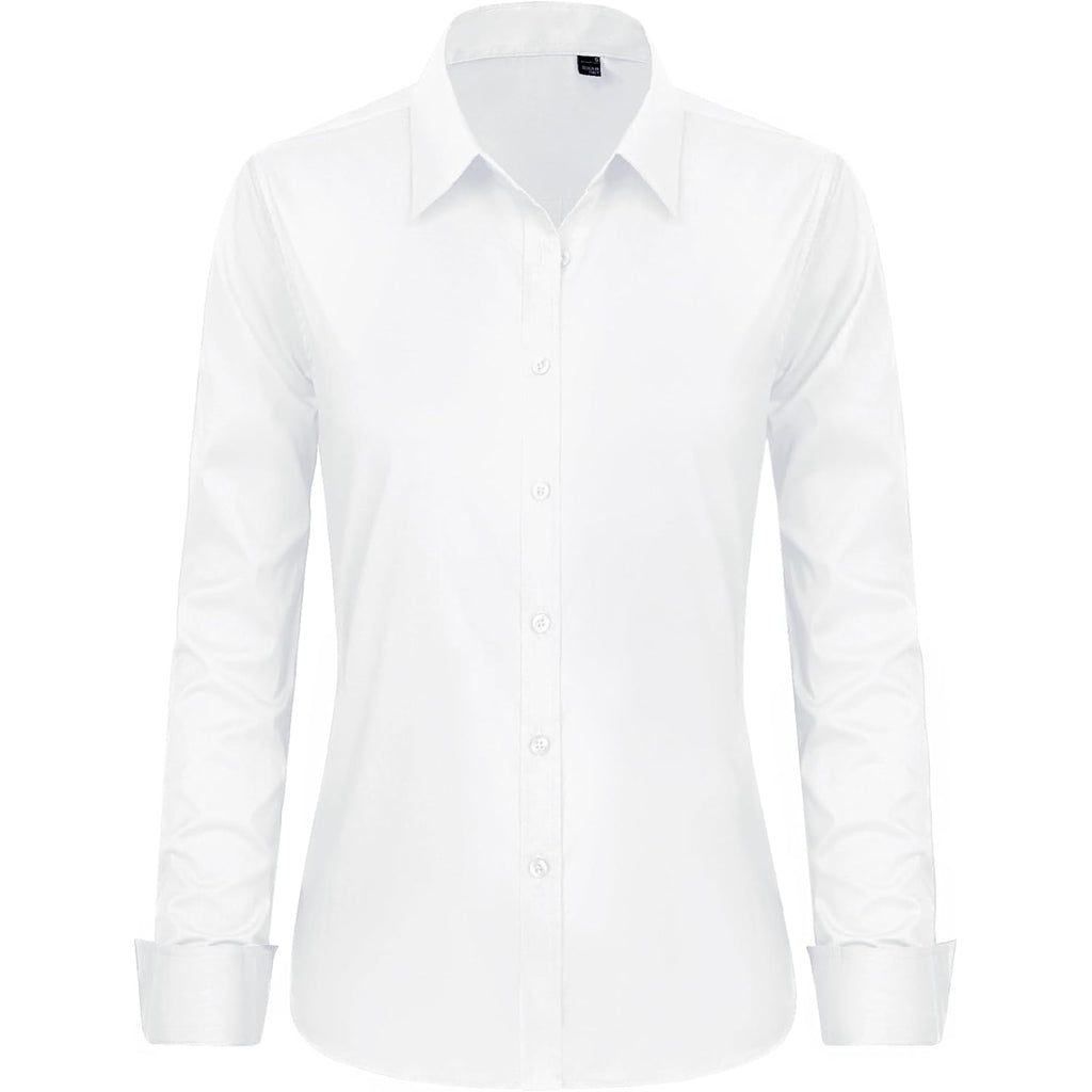 Button Down Shirts for Women Stretch Collared Cotton Long Sleeve Dress Shirt Business Casual Blouse for Work