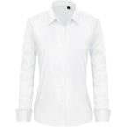 Button Down Shirts for Women Stretch Collared Cotton Long Sleeve Dress Shirt Business Casual Blouse for Work