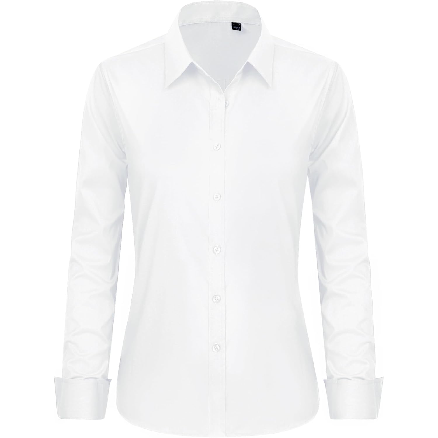 Button Down Shirts for Women Stretch Collared Cotton Long Sleeve Dress Shirt Business Casual Blouse for Work