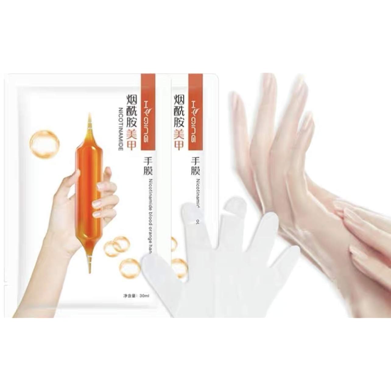 Cosmetic Hydrating & Moisturizing Therapy Gloves Masks Spa 3pk for Dry Rough Skin Hand Treatment Rose Hyaluronic Acid for Women or Men, 3 Pairs (Nicotinamide Manicure Mask, 3 pack)