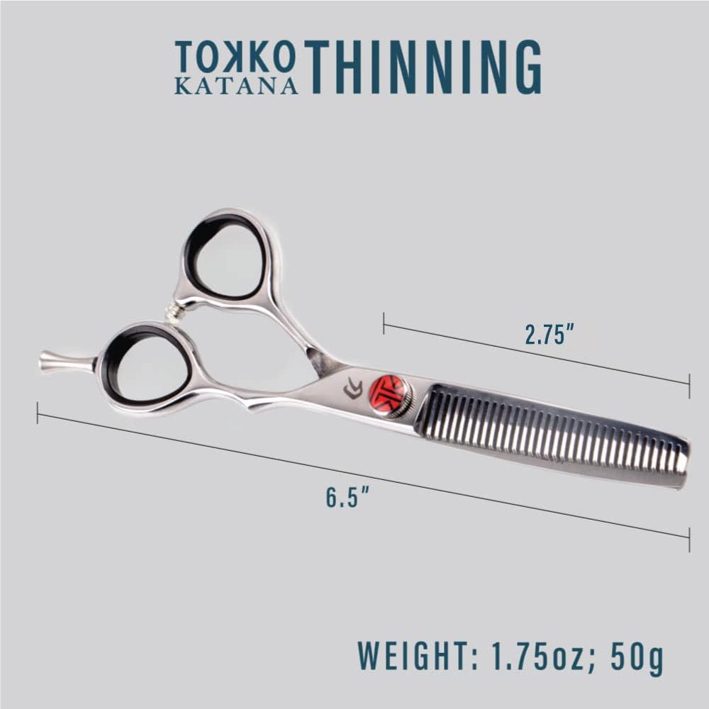 Katana Classic Professional 6.5" Shear Set By Tokko Shears, Premium 440C Japanese Steel Regular And Thinning Scissors For Barbers And Salon Professionals