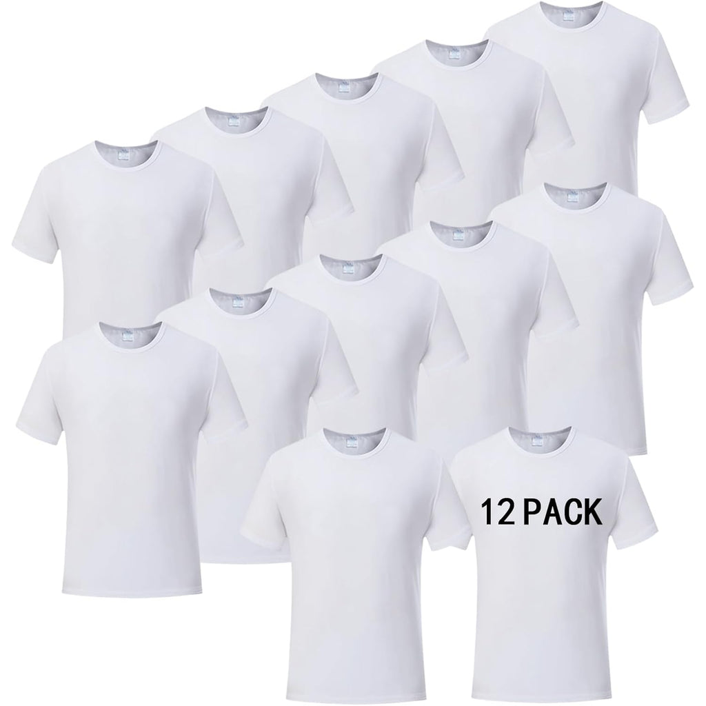 Orj 12 Pcs Unisex Tshirts For Adults Sublimation Blank T Shirt White Polyester Shirts Crew Neck Short Sleeve For Sublimation