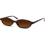 GUVIVI Retro Oval Sunglasses for Women Chic Cat Eye 90s Sunnies Lightweight Narrow Shades Trendy UV protection Sun Glasses Leopard Frame - Brown Lens