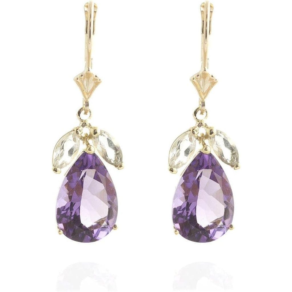Galaxy Gold GG 14K Solid Gold Natural Amethyst Earrings for Women - February Birthstone, Stone of Peace & Clarity, Fine Jewelry for Women