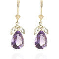 Galaxy Gold GG 14K Solid Gold Natural Amethyst Earrings for Women - February Birthstone, Stone of Peace & Clarity, Fine Jewelry for Women