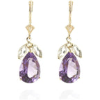 Galaxy Gold GG 14K Solid Gold Natural Amethyst Earrings for Women - February Birthstone, Stone of Peace & Clarity, Fine Jewelry for Women
