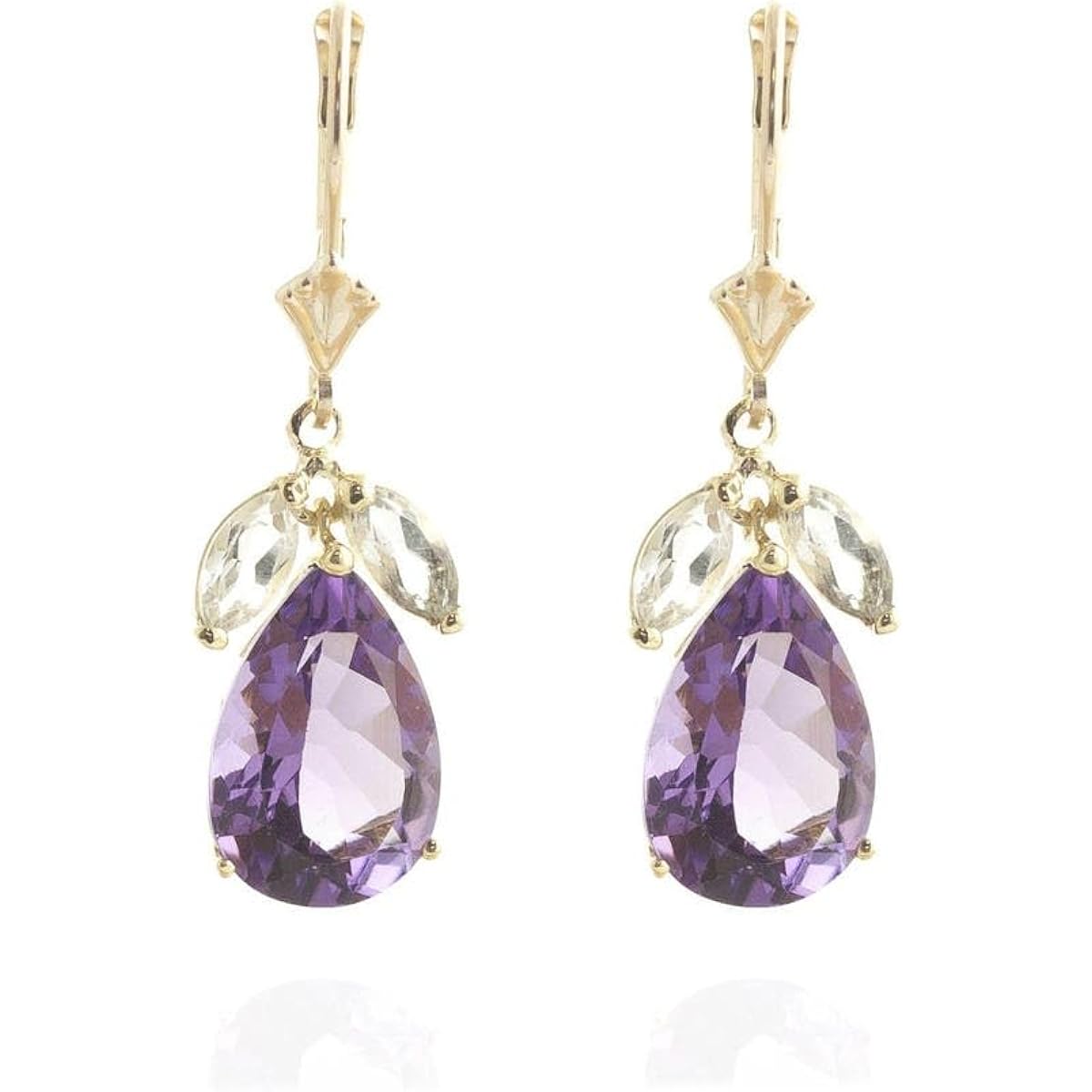 Galaxy Gold GG 14K Solid Gold Natural Amethyst Earrings for Women - February Birthstone, Stone of Peace & Clarity, Fine Jewelry for Women