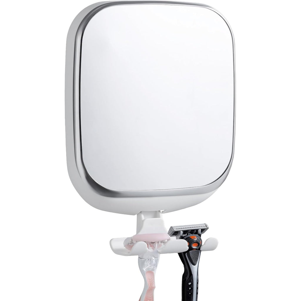 TAILI Shower Mirror Fogless for Shaving, Anti Fog Shaving Mirror with Razor Holder NO-Drilling,Removable,Shatterproof & Waterproof,Wall Mounted Bathroom Accessories with Powerful Suction(White)