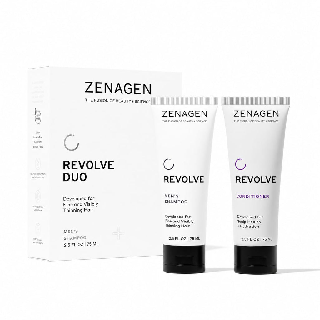 Zenagen Revolve Women'S Travel Kit | Shampoo + Conditioner For Fine & Visibly Thin Hair, Promotes Thicker Fuller Hair, Plant-Based Formula, Color-Safe, Vegan