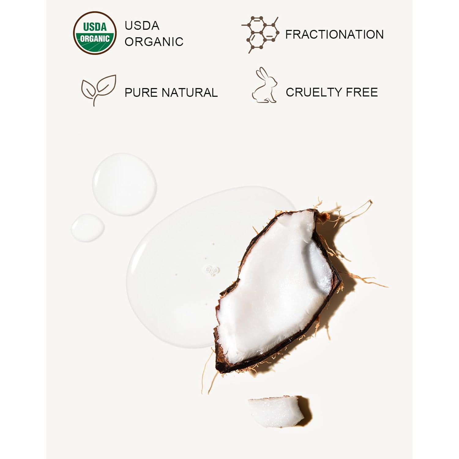 Yoken Organic Fractionated Coconut Oil 16 Fl Oz, Liquid Coconut Oil For Skin, Moisturizer For Hair, Face, Body, Carrier Oil For Essential Oils Mixing, Massage, Usda Certified, Hexane Free, Unscented