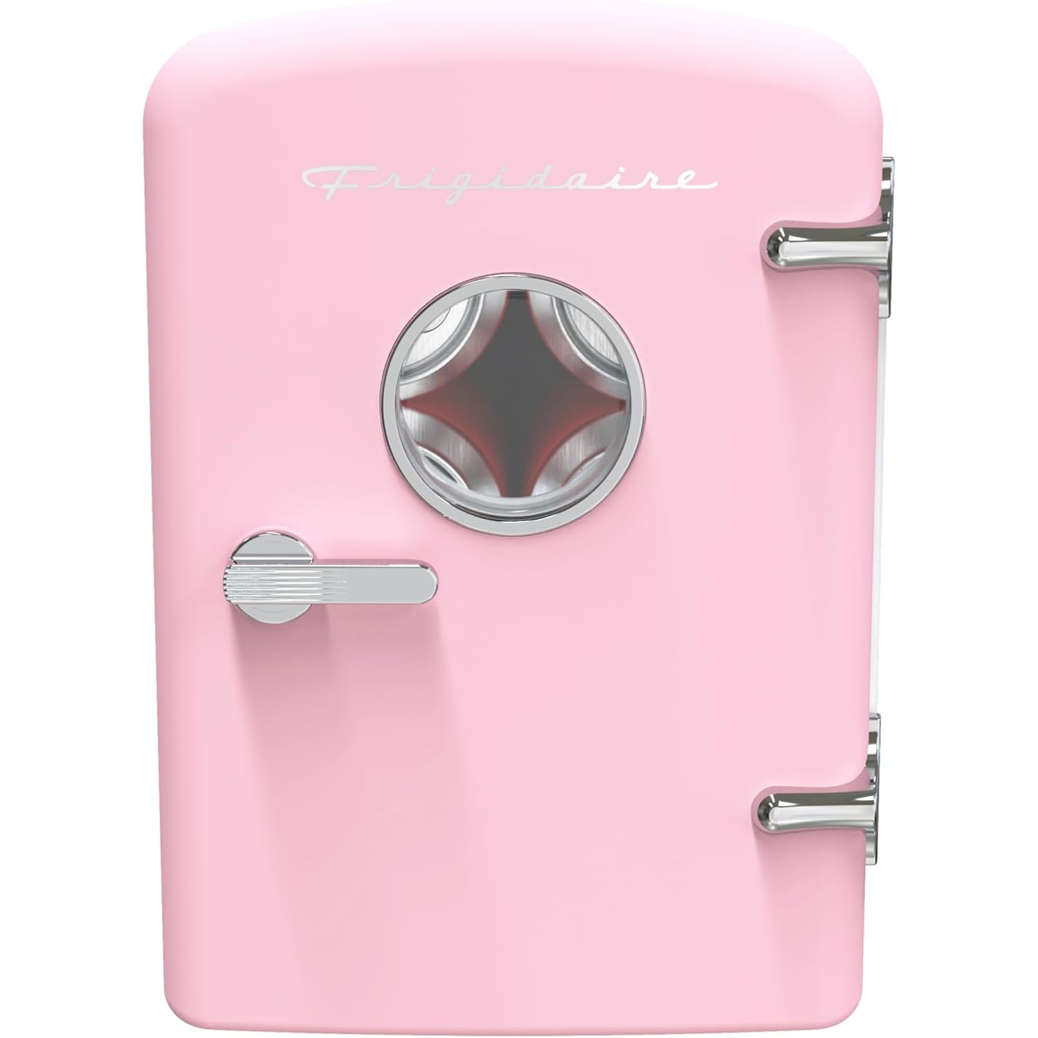 Frigidaire Retro 9-Can Mini Personal Fridge Portable Cooler for Car, Office, Bedroom, Dorm Room, or Cabin, 11.8" D x 7.1" W x 10.1" H, PINK