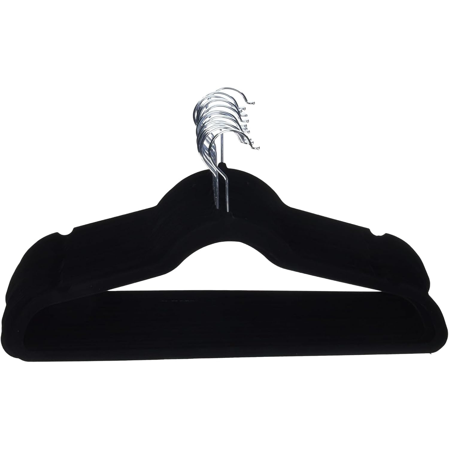 Amazon Basics Slim Velvet Non-Slip Space Saving Suit Clothes Hangers For Closet Organization, Black/Silver, 30-Pack