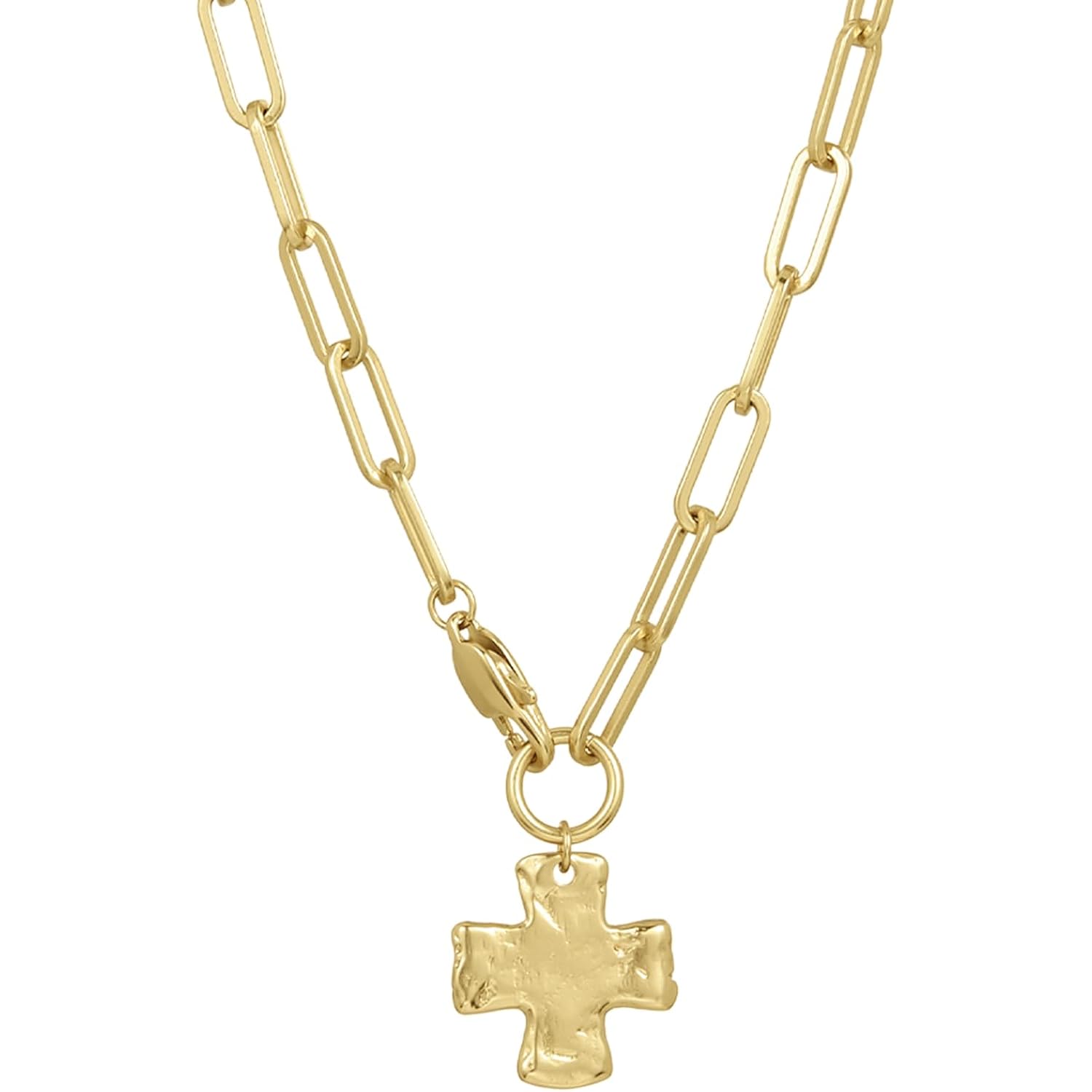 James Michelle The Original Chunky Cross Chain Necklace for Women – Premium Waterproof, Tarnish-Free, Gold & Silver PVD Coated Jewelry – Hypoallergenic – Perfect for Beach, Weddings, Gifts
