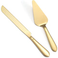 Eisinly Cake Cutting Set for Wedding, Elegant Cake Knife and Server Set with Thickened Stainless Steel Rounded Edges, Cake Cutter Pie Spatula for Birthday Anniversary, 2 Pcs, Gold