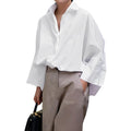Womens Button Down Shirt Casual 3/4 Sleeve Loose Fit Collared Work Blouse Tops