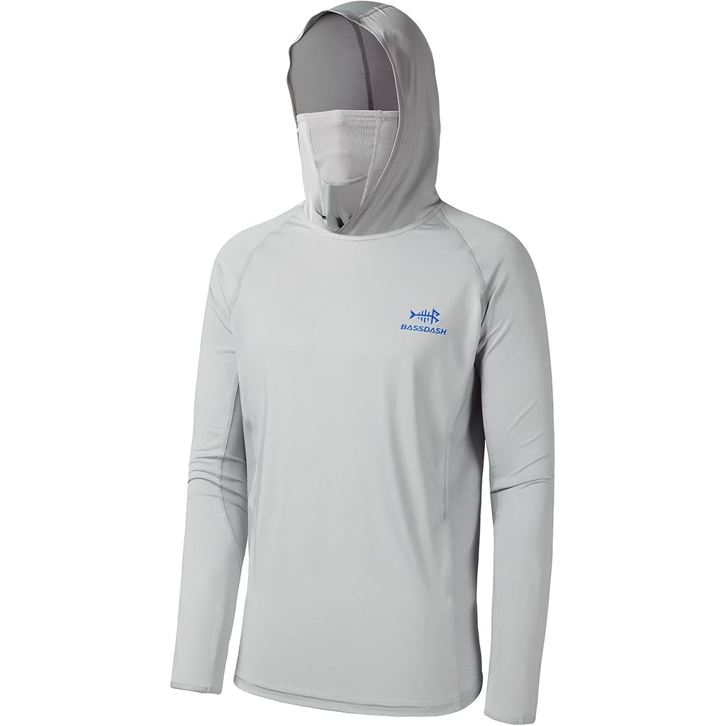 Bassdash Upf 50+ Men’S Long Sleeve Fishing Shirt With Mask Uv Neck Gaiter Hoodie