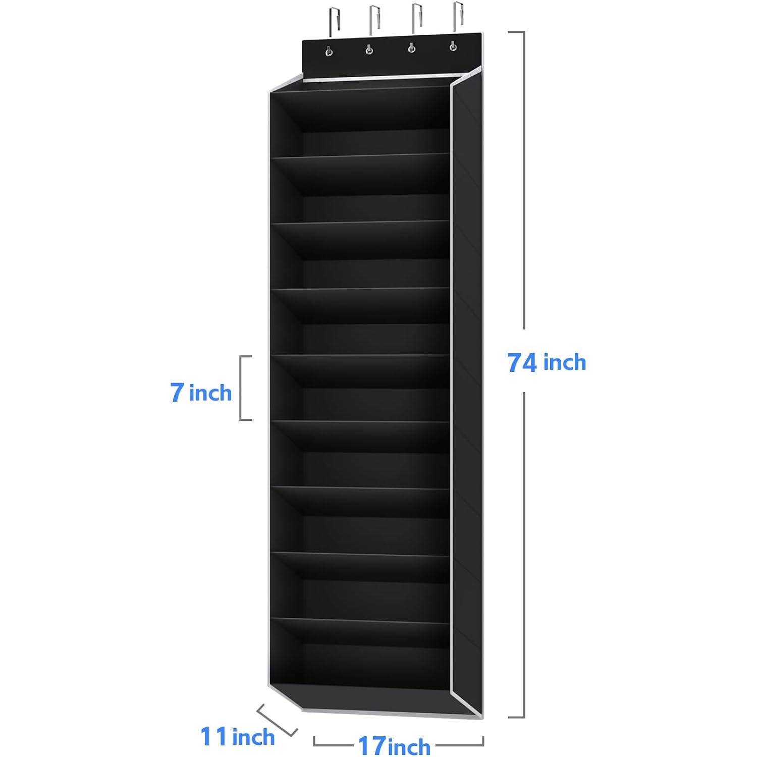 10 Tiers Large Size Over The Door Shoe Organizer Storage, Hanging Shoe Rack For Door With Deep Pockets, Fit 20 Pairs Shoe Organizer Holder For Sneakers And Boots (Black)