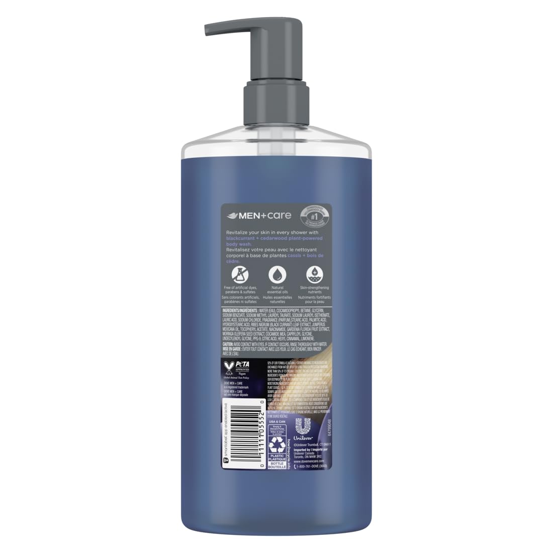 Dove Men Blackcurrant + Cedarwood Moisturizing Body Wash | #1 Dermatologist Body Wash For Men, Sulfate Free, Paraben Free, & Dye Free | 26Oz