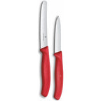 Victorinox Swiss Classic 2-Piece Paring Knife Set, Stainless Steel - Red | Includes 1 Serrated And 1 Straight Edge Blade, Dishwasher Safe With Ergonomic Handles For Precision Peeling And Trimming