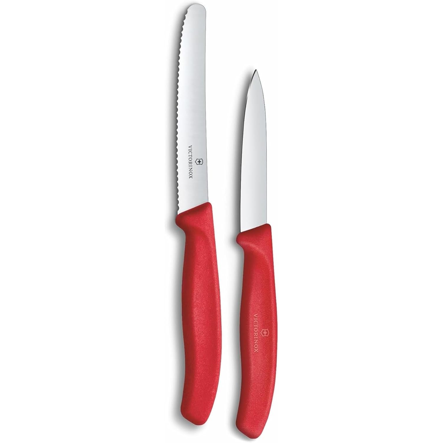Victorinox Swiss Classic 2-Piece Paring Knife Set, Stainless Steel - Red | Includes 1 Serrated And 1 Straight Edge Blade, Dishwasher Safe With Ergonomic Handles For Precision Peeling And Trimming