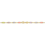 Barzel 18K Gold Plated Gold and Multi Color Crystal Baguette Anklet