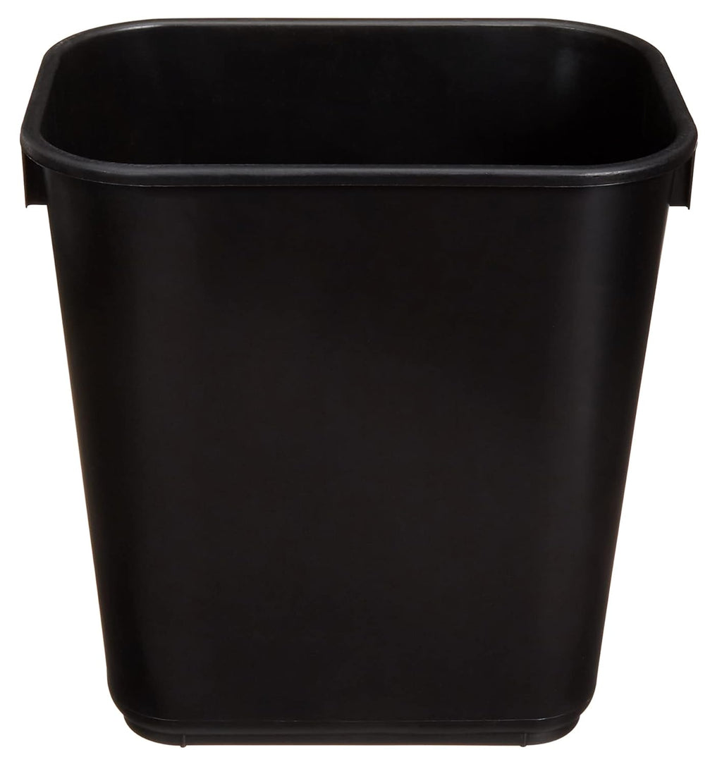Amazon Basics Small Rectangular Commercial Office Wastebasket, Easy to Clean, 3 Gallon, Black, 2-Pack