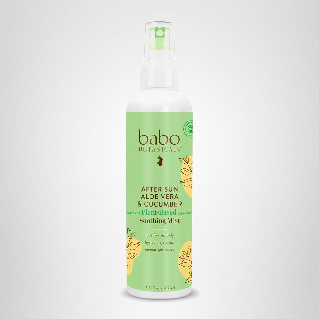 Babo Botanicals After Sun Soothing Mist - Aloe Vera & Cucumber - For Face, Body & Sensitive Skin - Non-Aerosol - No-Touch Application - Ewg Verified - Alcohol-Free - Scented With Cucumber Extract