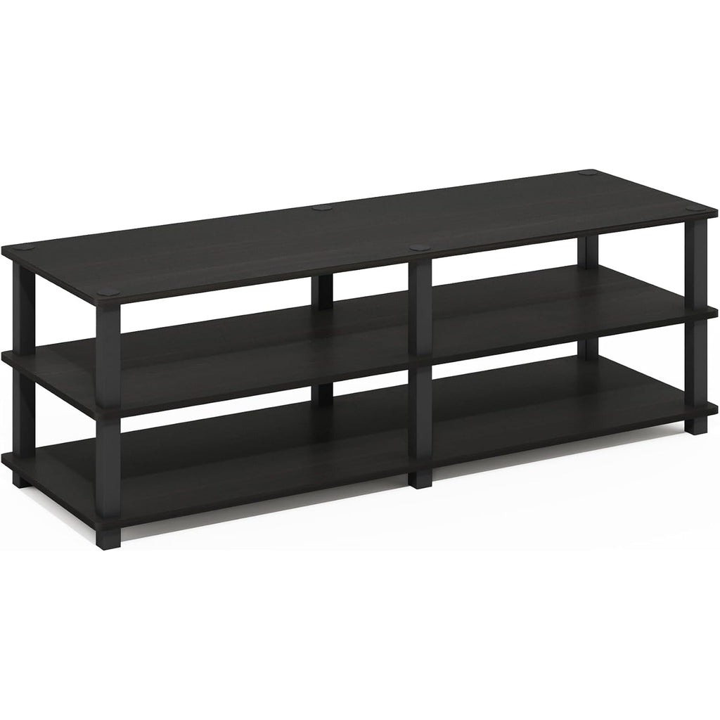 Furinno Turn-S-Tube Toolless Assembly 3-Tier Tv Stand, Entertainment Center For Tv Up To 55 Inch, Wide Printer Stand With Storage Shelf, For Living Room, Bedroom, Espresso