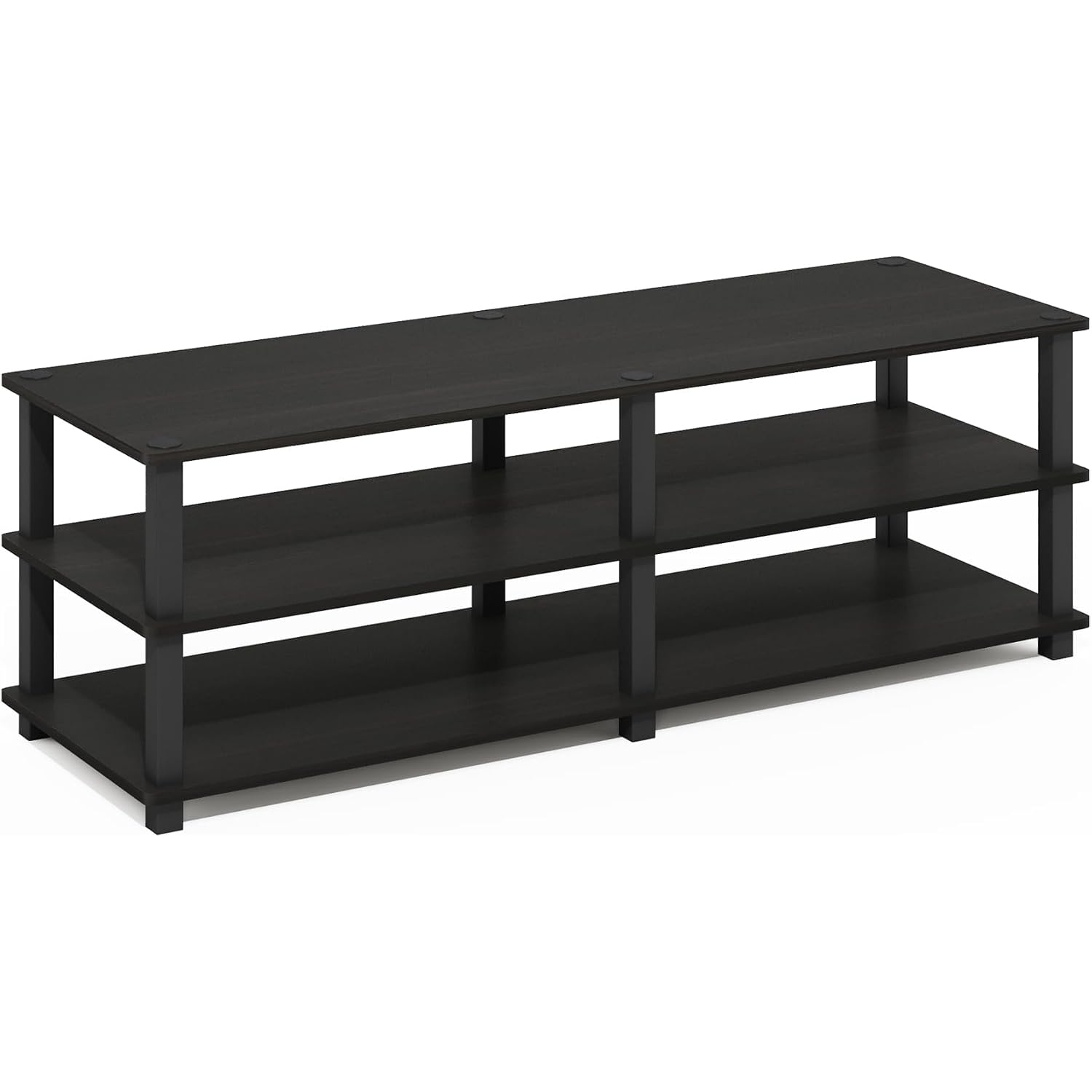 Furinno Turn-S-Tube Toolless Assembly 3-Tier Tv Stand, Entertainment Center For Tv Up To 55 Inch, Wide Printer Stand With Storage Shelf, For Living Room, Bedroom, Espresso