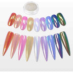 1 Box Laser Nail Glitter Peacock Mirror Powder Laser Dust Nail Art Chrome Pigment Powder Rose Gold Silver Mix Nail Art Glitter Sequins DIY Sparkly Paillette Charm Flakes Gel Nail Decorations