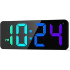 Led Digital Wall Clock With Dynamic Rgb Display, Big Digits, Auto-Brightness, 12/24Hr Format, Modern Electric Small Silent Wall Clock For Living Room, Bedroom, Classroom, Farmhouse, Kitchen, Office