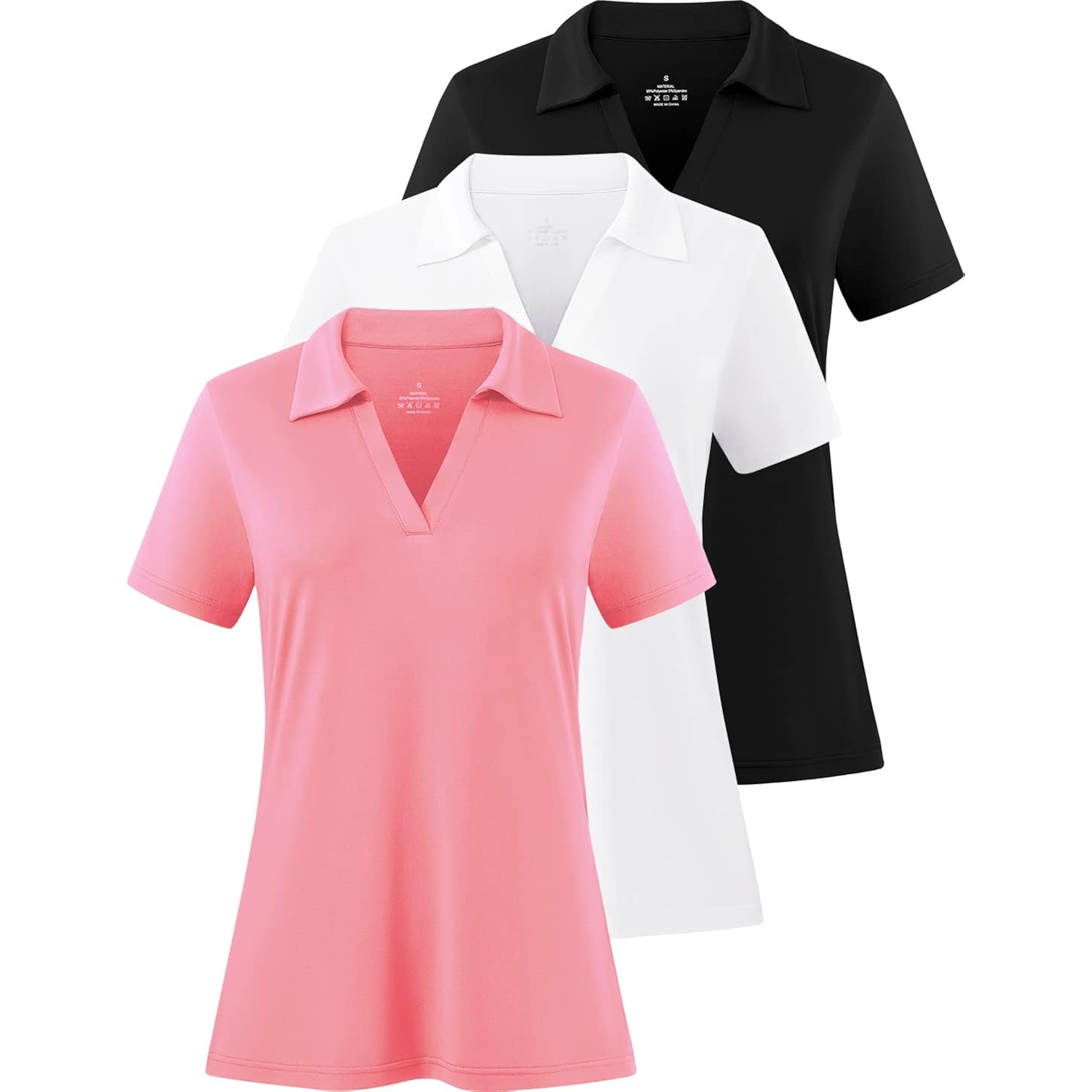 Women'S Polo Shirts V-Neck Short Sleeve Moisture Wicking Collared Shirts For Women Golf Polo Shirt For Work 1-3 Pack