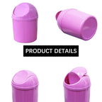 Sitake 2 Pcs Plastic Mini Wastebasket Trash Can With Swing Lid With 120 Trash Bags, Tiny Desktop Waste Garbage Bin For Home, Office, Kitchen, Vanity Tabletop, Bedroom, Bathroom (Pink + Beige)