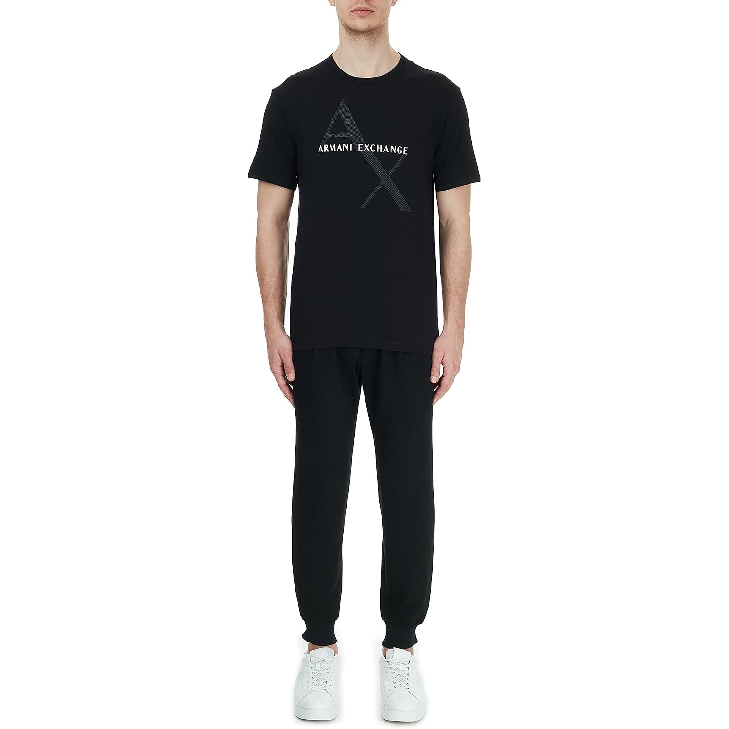Armani Exchange Men'S Crew Neck Logo Tee T Shirt, Black, Large