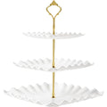 DAFURIET Dessert Cupcake Stand, 3 Tier Cup Cake Holder Tower for Tea Party/Birthday/Wedding, Plastic Tiered Serving Tray with Metal Rod, White
