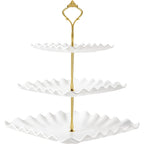DAFURIET Dessert Cupcake Stand, 3 Tier Cup Cake Holder Tower for Tea Party/Birthday/Wedding, Plastic Tiered Serving Tray with Metal Rod, White
