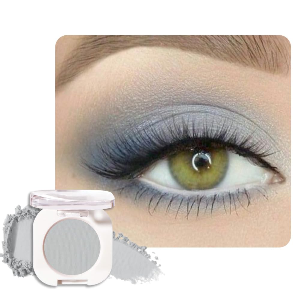 Dusty Grey Single Matte Eyeshadow Makeup, Neutral Powde Eye Shadow for Older Women, Smoky Gray Grey Matte Singles Eyeshadow Palette Pigmented Waterproof,Girls Monochrome Eyeshadows Gift 28