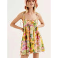 Summer Floral Boho Dresses For Women Spaghetti Straps Beach Dress Ruffle Sexy Mini Dress