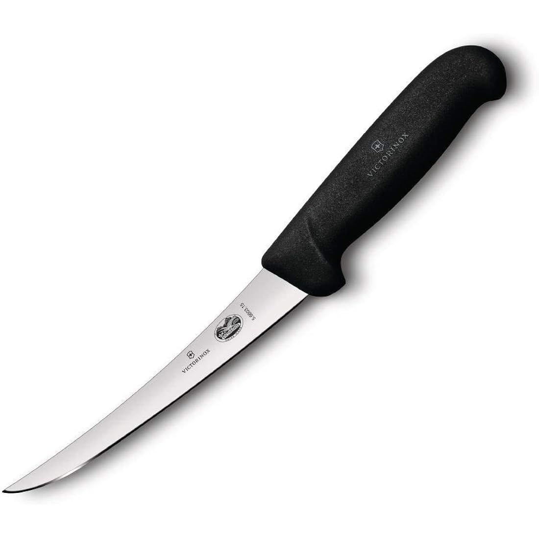 Victorinox Fibrox Curved Boning & Fillet Knife, Flexible Blade for Meat & Poultry, 6-Inch, Black
