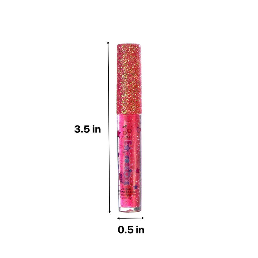 Expressions girl 7pc Fruity Flavored Lip Gloss Set – Assorted Fruit Flavor Lip Glosses | Non-Toxic Kids Makeup | Fun Shiny Lip Gloss Collection for Kids, Teens & Girls – Sweet & Glossy Lip Care