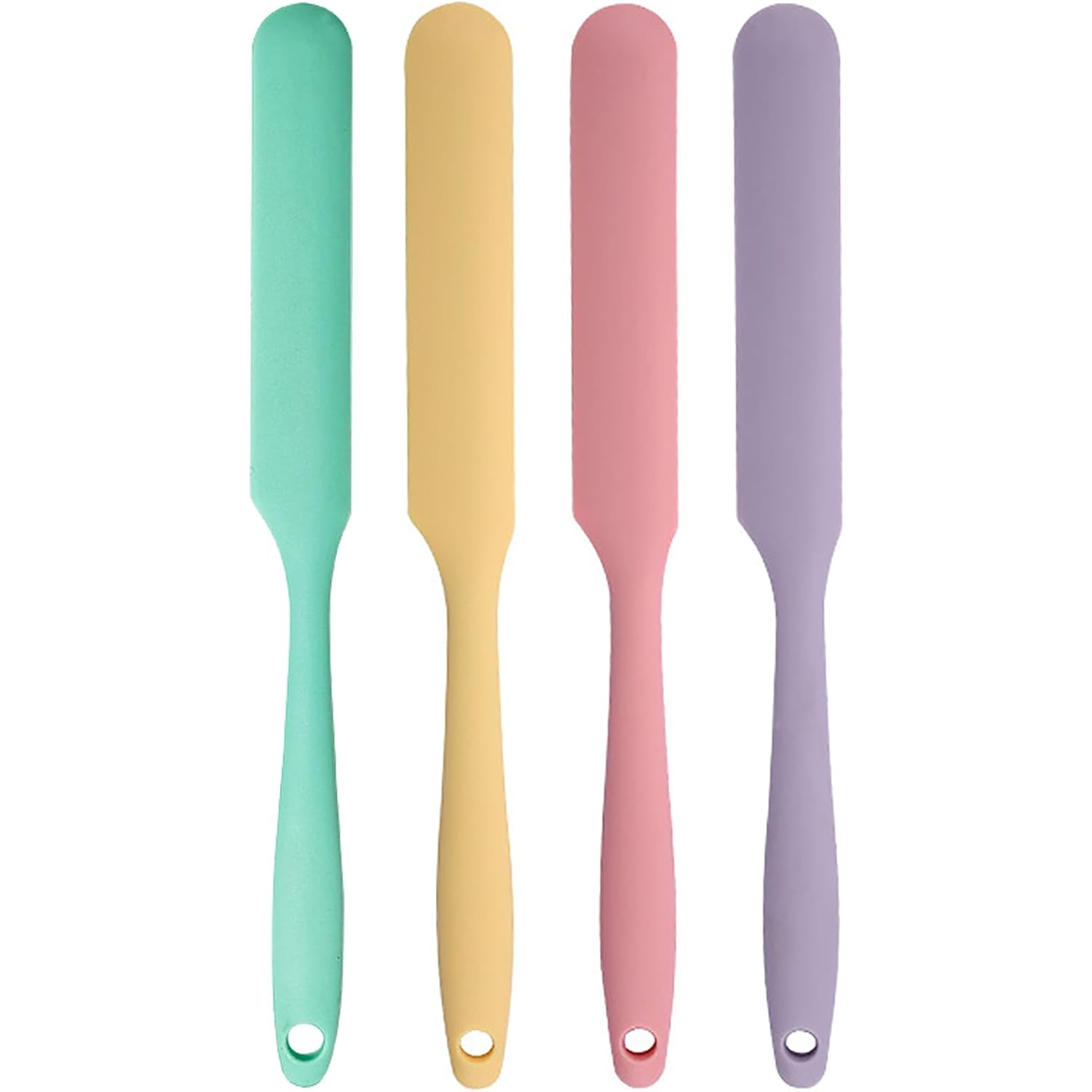 4 Pcs Silicone Jar Spatula Set - Long Handle Sourdough Scraper, Skinny Spatula For Jars, Bottles, And Containers, Non-Stick Heat Resistant Cake Cream Spatulas